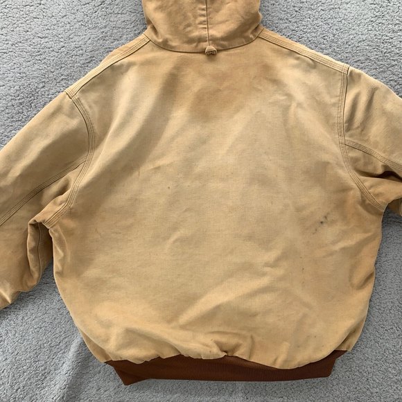 Vtg USA Made Carhartt J03 Coat Men's 2XL Brown Cotton Duck Hooded Jacket Hoodie - Picture 4 of 12